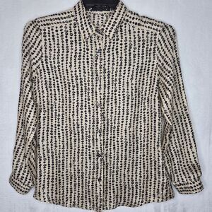 Etro Italy Geometric Abstract Silk Button Down Shirt Size 44